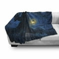 thumbnail image 2 of Fantasy Soft Flannel Fleece Throw Blanket, Night with a Little Home in the Trunk of an Tree in the Woods Print, Cozy Plush for Indoor and Outdoor Use, 70" x 90", Navy Blue, by Ambesonne, 2 of 5