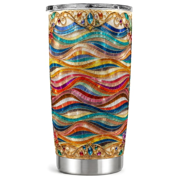 Stained Glass Tumbler 20oz, Mosaic Tumbler, Stainless Steel Travel Cup
