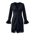 thumbnail image 3 of Bxsruta Womens Dressy Shift Dress Long Sleeve V Neck Fringe Mini Dresses for Women Party, 3 of 3