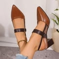 thumbnail image 2 of Rokment Women's Chunky Block High Heels Slingback Dressy Sandals for Ladies 2026 Trendy Color Block Leather Pointed Toe Formal Pumps Business Office Dress Heeled Sandals Brown Size 7, 2 of 7