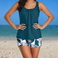 thumbnail image 4 of YTCAMLO Two Piece Tankini Swimsuit for Women Fashion Ruched Scoop Neck Tank Tops with High Waisted Boy Shorts Summer Bathing Suits, Navy S, 4 of 5