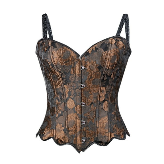 ANINEO Embroidered Sunflower Petal Hemline Fishbone Strap Corset Tops