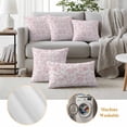 thumbnail image 6 of Pink Flower Outdoor Waterproof Pillow Covers, Vintage Farmhouse Boho Leaf Spring Solid Decorative Square Throw Pillowcase Sofa Cushion Sham for Patio/Couch/Chair, 18"x18" 2 Pack, 6 of 8
