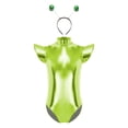 thumbnail image 3 of iiniim Girls Space Alien Shiny Metallic Bodysuit with Hair Hoop Set Fly Sleeve Dancewear Fluorescent Green 12, 3 of 7