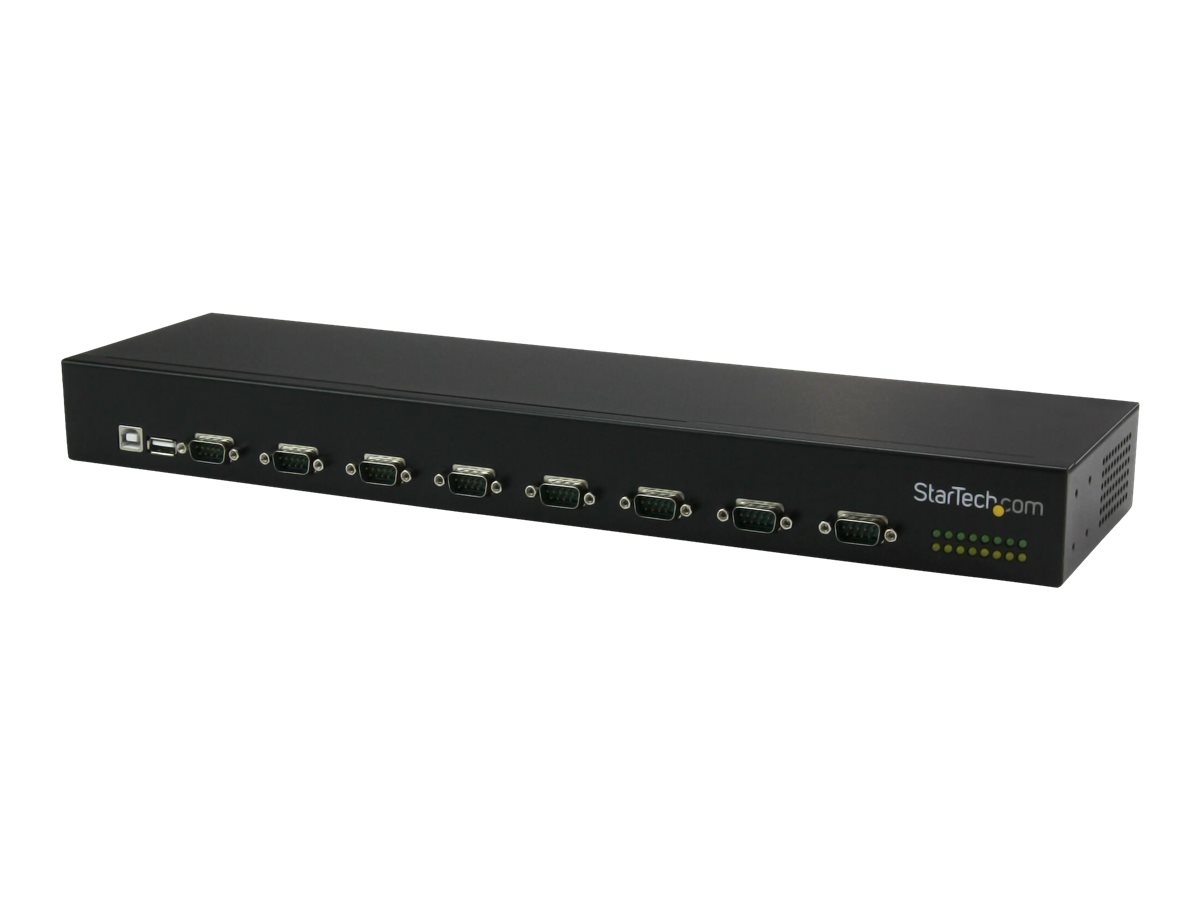 StarTech.com USB to Serial Hub - 8 Port - COM Port Retention - Rack Mount and Daisy Chainable - FTDI USB to RS232 Hub (ICUSB23208FD) - Serial adapter - USB 2.0 - RS-232 x 8 - black