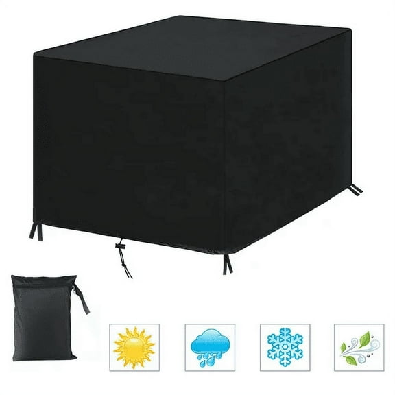 Topboutique Square Patio Table Cover, 49 inch Water-Resistant Outdoor Patio Furniture Cover for Table and Chairs, Windproof & UV-Protection Patio Cover 49L x 49W x 29H,Black