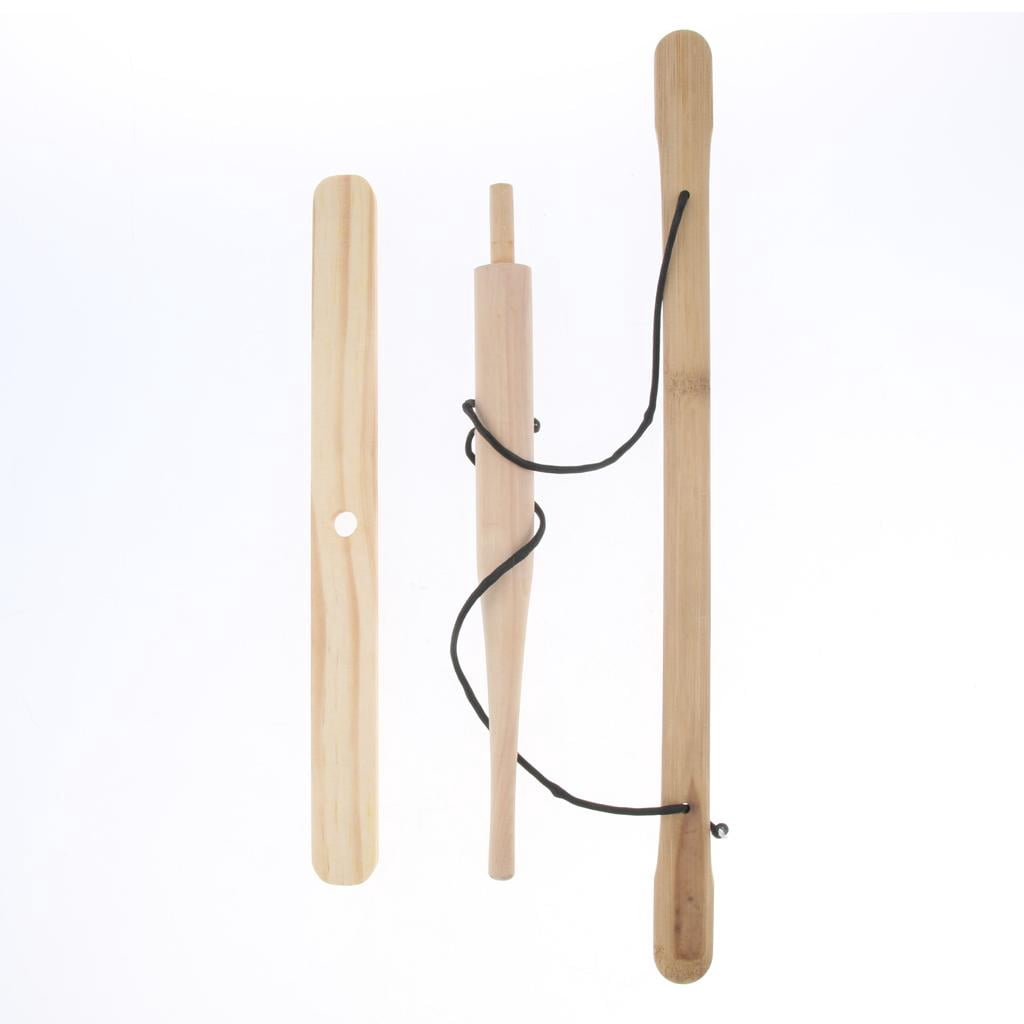 harayaa Outdoor Primitive Fire Starter Wood Bow Drill Survival Friction B Double