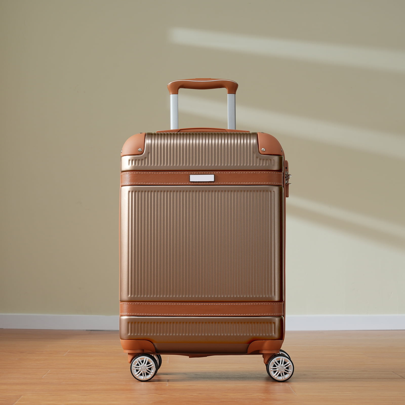 Hardshell Luggage Set 3-Piece, 20 Inch Carry-On Suitcase with Spinner Wheels TSA Lock, Lightweight Durable ABS for Travel Business, Copper Color