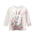 thumbnail image 4 of ZVAVZ Girls Easter Shirt Toddler Bunny Graphic Tees Kids Girl Summer 3/4 Sleeve Tops Funny Rabbit Easter T Shirts for Back To School Multicolor,9-10Years, 4 of 5