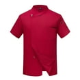 thumbnail image 4 of Unisex Chef Coat Short Sleeve Chef Jacket Breathable Stand Collar Restaurant Kitchen Work Breathable Cooking Uniform,Red,M, 4 of 4