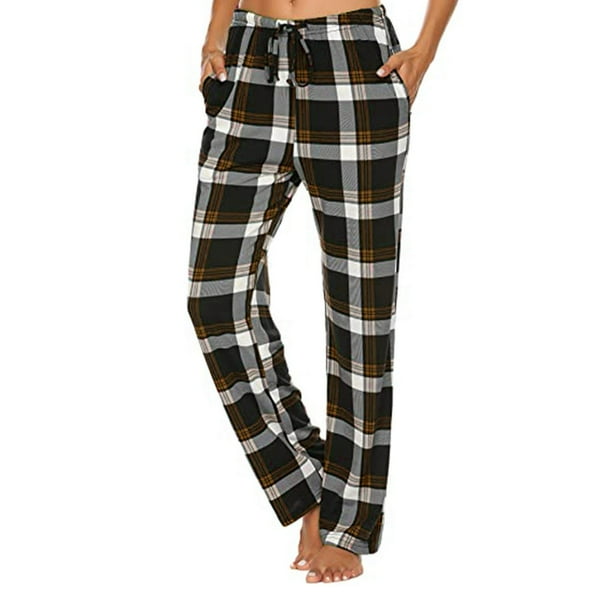 WILLBEST Pantalones Casuales para Mujer, Cómodos Pijamas de Cuadros con Pierna Ancha, Pantalones Largos de Yoga para Un Estilo Versátil de Día y Noche y Relajación. Extra Grande