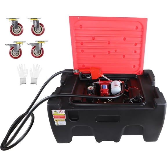 Diesel Gasoline Fuel Transfer Caddy Tank with 12V DC Self-Priming Fuel Transfer Pump for Cars, Motorcycles, Boats, Lawn Mowers, Snowblowers, Manual Fueling Nozzle, 12GPM Flow Rate, 40 Gallon
