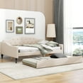 thumbnail image 3 of Full Size Upholstered Tufted Daybed with Twin Size Trundle, Beige, 3 of 9