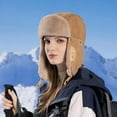 thumbnail image 2 of FADAACAI Fur Hat,Hood Ski Over Windproof Plush Hood Fuzzy Ski Winter Adjustable Women Men,Winter Hats for Women,Trapper Hat for Women Brown One Size Clearance！, 2 of 7