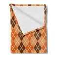 thumbnail image 2 of Orange Brown Soft Flannel Fleece Throw Blanket, Vintage Argyle Pattern with Diamond Check Lozenges Geometric Art, Cozy Plush for Indoor and Outdoor Use, 50" x 60", Redbrown Peach Orange, by Ambesonne, 2 of 5