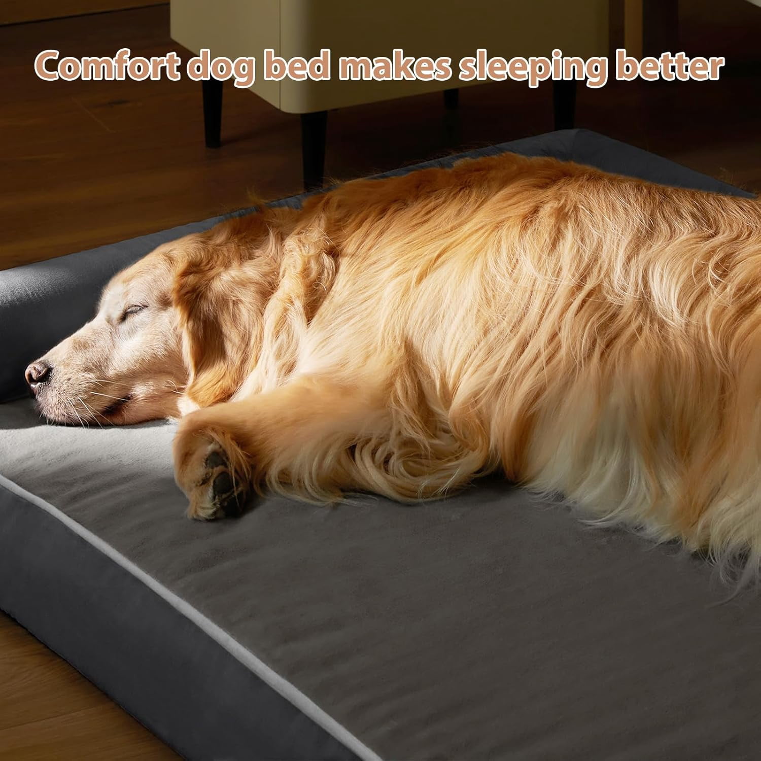Washable Dog Beds for Large Dogs, Orthopedic Dog Bed Large, Big Dog Couch Bed with Removable Washable Cover, Waterproof Lining and Nonskid Bottom, Egg-Crate Foam Pet Sofa Bed for Sleeping