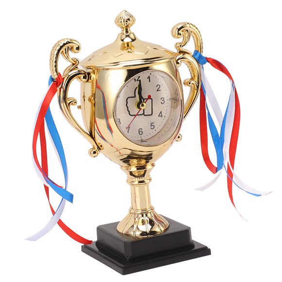 Retro Clock, Trophy Model Stable Base Decorative Alarm Clock Settable Time Exquisite For Dormitory For Office Gold,Dark Gold