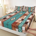 thumbnail image 3 of Feelyou Western Boho Aztec Full Size Sheets, Rustic Cow Print Bed Sheets, Retro Tribal Geometric Sheet Sets, Ultra Soft Room Decor, 4-Piece, 3 of 7