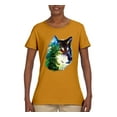 thumbnail image 2 of Earth Wolf Trees Mountains Nature Animal Lover Womens Graphic T-Shirt, Gold, 2XL, 2 of 3