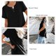 thumbnail image 4 of Camiseta holgada informal de verano con cuello en V redondo y manga corta de color puro para mujer para uso diario, 4 of 5