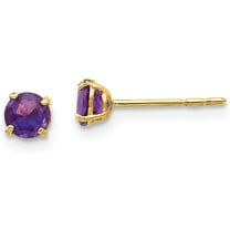 Paris Jewelry 24K Yellow Gold Plated 2 Cttw Amethyst Round Stud Earrings Jewelry Gift for Women