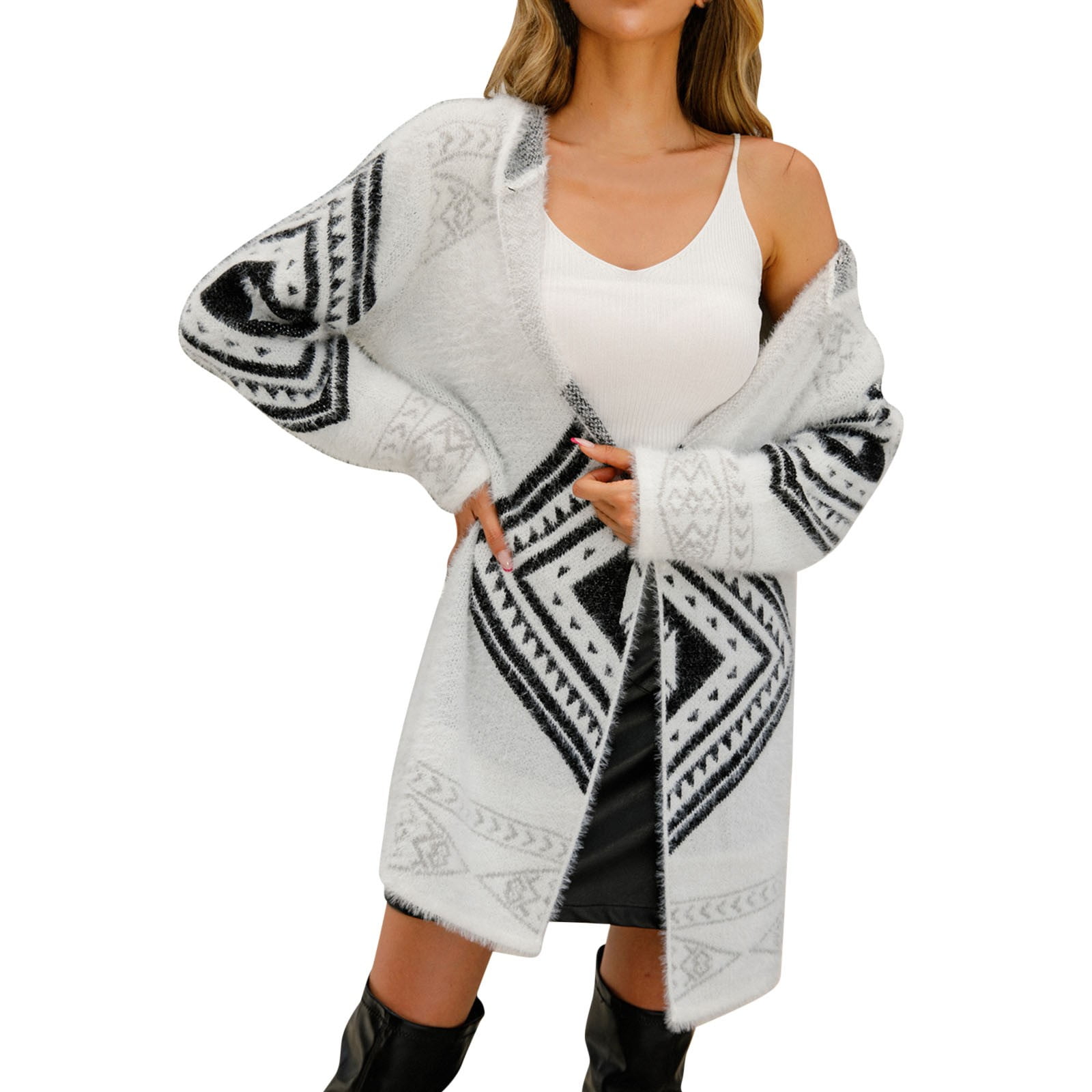 Larisalt Cardigan For Women,Women's Open Front Long Sleeve Boho Boyfriend  Knit Chunky Cardigan Sweater White,XL - Walmart.com