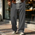 thumbnail image 4 of Homeyce Men's Sweatpants with Pockets Waffle Baggy Casual Home Pants Drawstring Waist Workout Pants for Daily Wear Jogging Running,Green L, 4 of 7