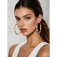 thumbnail image 3 of PROSTEEL 14K Gold Plated Hoop Earrings for Women Twisted Large Earring 60mm Lightweight for Ear Jewelry Gift Birthday, 3 of 9