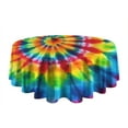 thumbnail image 5 of Colorful Tie Dye Rainbow Pattern Round Tablecloth 60"x60",Wrinkle Wipeable Table Cloth for Kitchen Dining Room Picnic Patio Party, 5 of 6