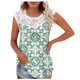 thumbnail image 1 of Camiseta sin mangas de encaje con estampado de mujer Camiseta sin mangas de empalme de cuello redondo Camiseta ligera y cómoda delgada OAVQHLG3B Store lin121212, 1 of 5