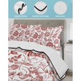 thumbnail image 4 of Boho Red Floral Full Size Down Alternative Comforter, Lightweight Comforter Quilt Bedding Set with Pillow Shams Vintage Farmhouse Paisley Plant Leaf All Seasons Bed Comforter Duvet Insert 78"x90", 4 of 7