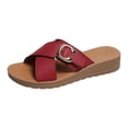 thumbnail image 2 of HTHLVMD Sandales à Talon Compensé à Enfiler pour Femmes, Platform Mules, Chaussures de Plage à Enfiler, Sandales d'Été pour Femme, Sandales à Plateforme à Bout Ouvert à Brides Croisées pour Femmes, Mode à Enfiler, Rouge 6, 2 of 7
