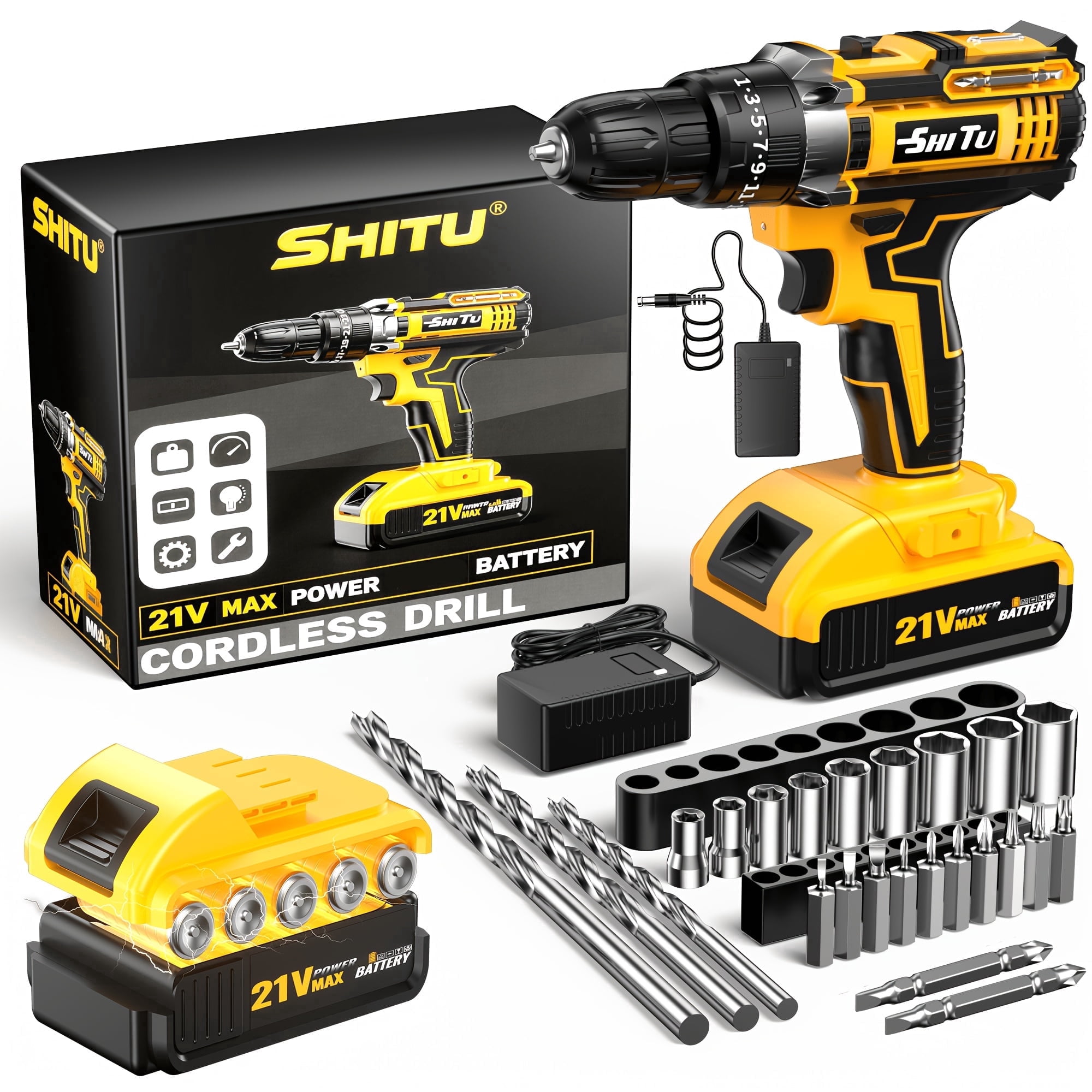 DGB 21V Cordless Drill Driver, Heavy-Duty Power Drill for Construction, Renovation & Industrial Projects