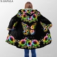 thumbnail image 2 of Capa Gruesa y cálida con capucha para hombre y mujer, abrigo con estampado 3D de mariposa hermosa, bata de lana a prueba de viento, manta con capucha-1, 2 of 3