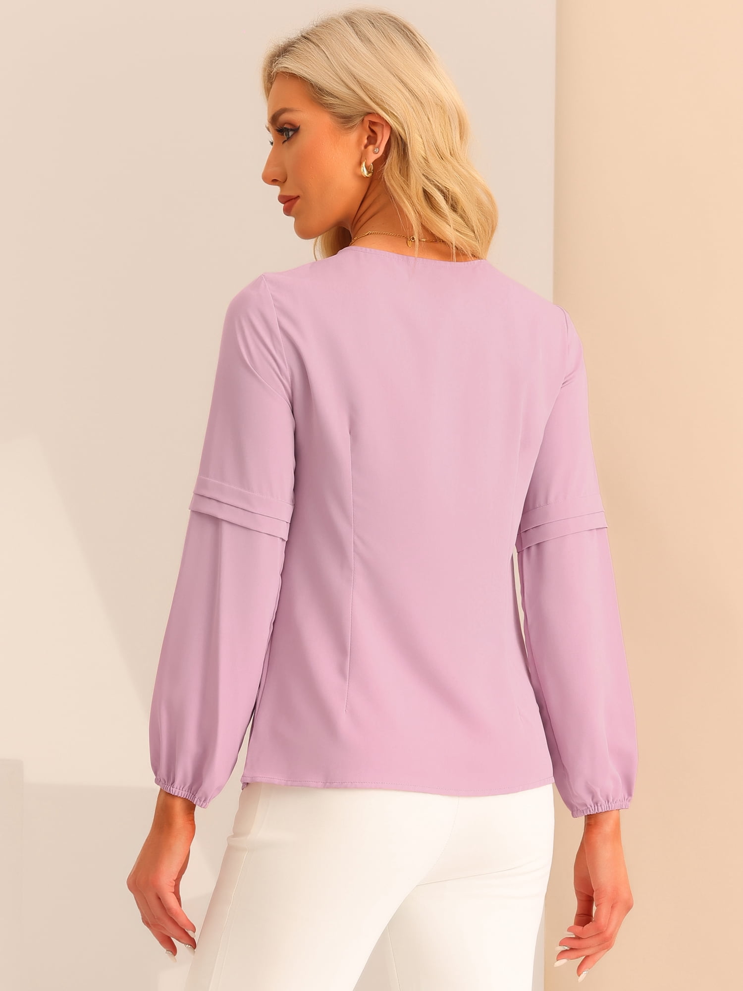 DARING DIVA Women's Chiffon Long Sleeve Elegant Office Blouses XS Pink