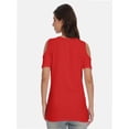 thumbnail image 2 of Womens Summer Shirts Short Sleeve V Neck Criss Cross Cold Shoulder Tops Blouse, 2 of 4