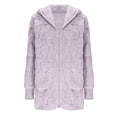 thumbnail image 2 of Atogsazn Womens Sherpa Jacket Fuzzy Loose Fit Thick Warm Cardigan Hooded Coat Fleece Winter Outerwear Clothes Purple M Fashion, 2 of 5