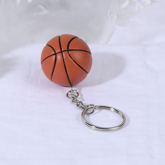 WASHWEPE 2Pcs Orange Pu Alloy Basketball Keychains for Keychain Collections