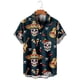 thumbnail image 2 of Camisas de moda con estampado floral de calaveras para hombre, divertidas camisetas de manga corta con estampado de calaveras en 3D, camisas hawaianas con solapa estampada para hombre, 2 of 5