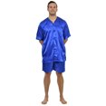 thumbnail image 2 of Up2date Fashion's Men's Satin Short-Sleeve V-Neck Pajama Set with Shorts, 2 of 2