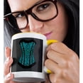 thumbnail image 2 of 3drose, Teal and Black Animal Print Corset, 11oz Two-tone Yellow Mug, 2 of 6