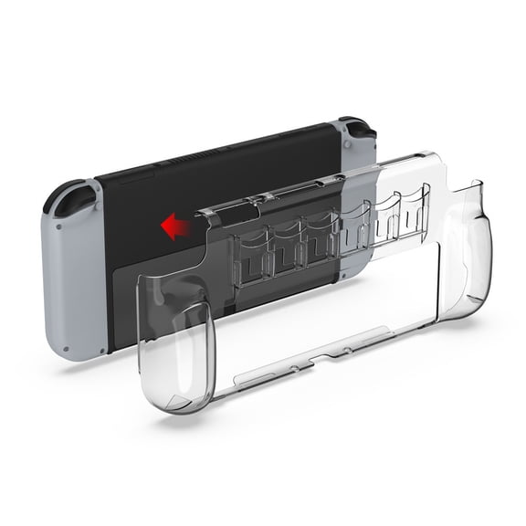 Switch OLED Dockable Hard PC Case with Game Card Storage - Shockproof Protective Shell for Nintendo Switch OLED Console