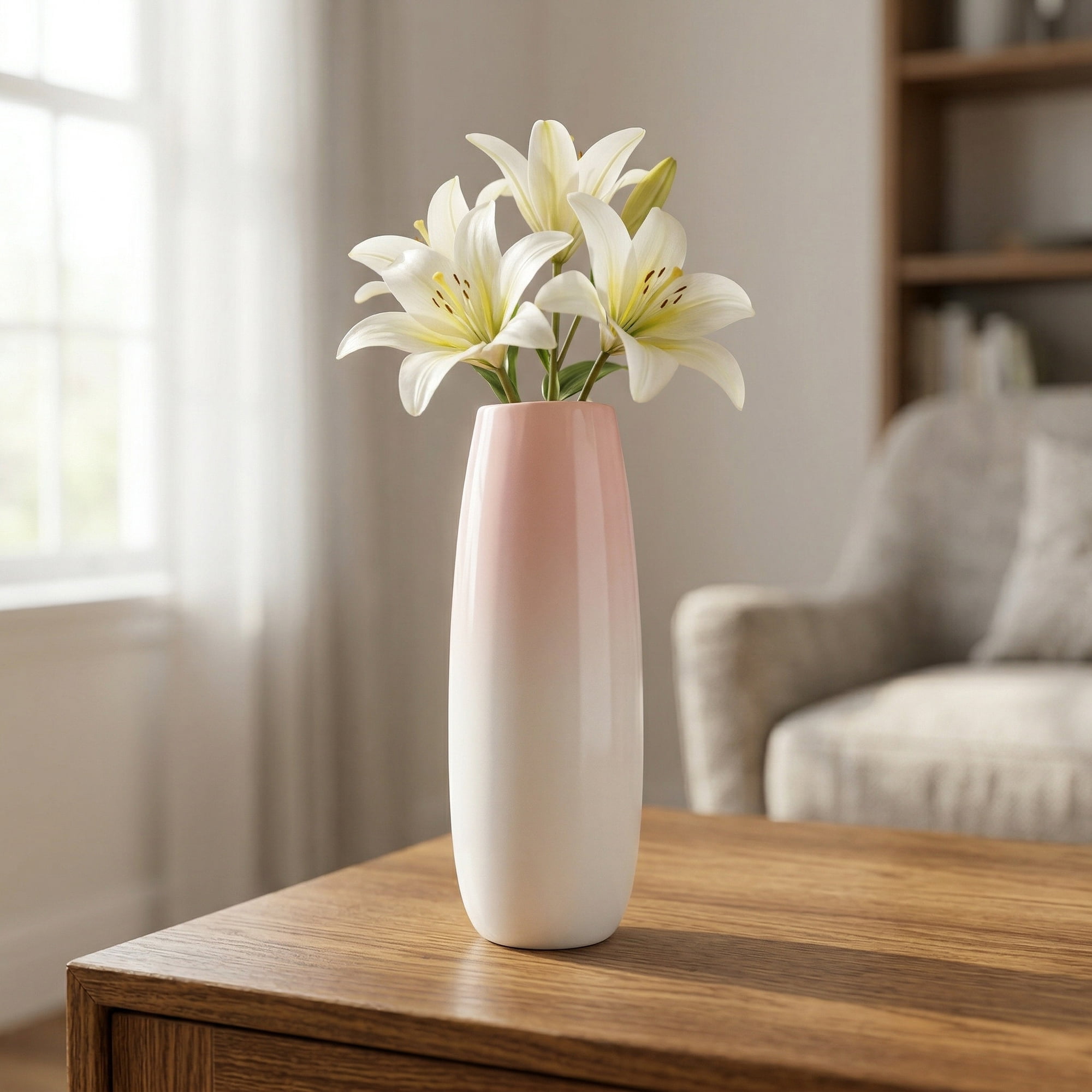 Unique Bargains Tall Ceramic Pleated Geometric Centerpieces White 3.4"L x 3.4"W x 9.4"H