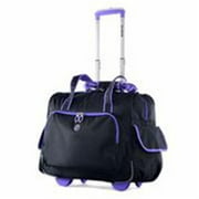 Luggage America RT-3500-BK plus PU DELUXE FASHION ROLLING OVERNIGHTER Black & Purple