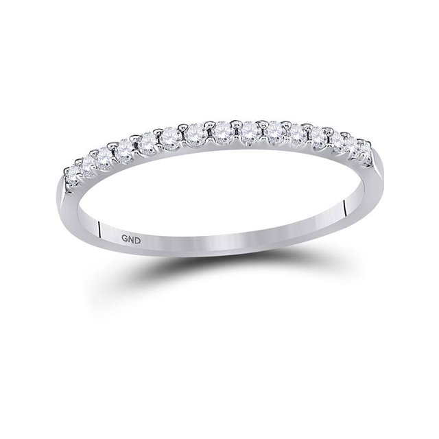 Bague de Mariage en Or Blanc 14kt pour Femmes avec Diamants Ronds 1/6 Cttw