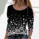 thumbnail image 2 of Blusa de manga larga con cuello redondo y estampado de flores florales para mujer Pompotops  FGAJ6717, 2 of 5