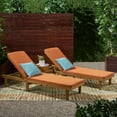thumbnail image 2 of GDF Studio Teresa Outdoor Acacia Wood Armless Adjustable Chaise Lounges with Cushion, Set of 2, Teak and Rust Orange, 2 of 7