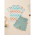 thumbnail image 3 of Esho 12M-5T Toddler Baby Boys Summer Outfits Short Sleeve Plaid T-shirt Tops and Shorts 2PCS Infants Clothes Set, 3 of 8