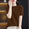 thumbnail image 6 of MEICHEN Women's Short Sleeve Pullover Fashion Crew Neck Knitted Shirt Elegant Lightweight Short Sleeve Spring Summer, 6 of 7