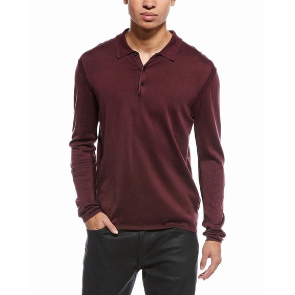 John Varvatos mens Dune Sweater Polo Shirt, l, Purple